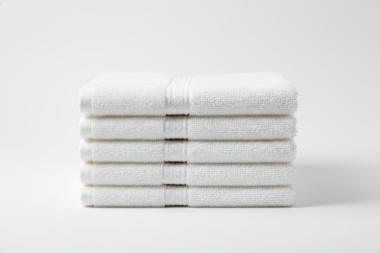 6 pure white hand towels on each other HD image