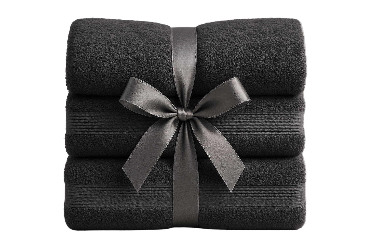 DARK GRAY COLOR , PACK IN RIBBON Luxury Hand Towel Set Includes 4 Piece Hand Towels of 16 x 28 inche
