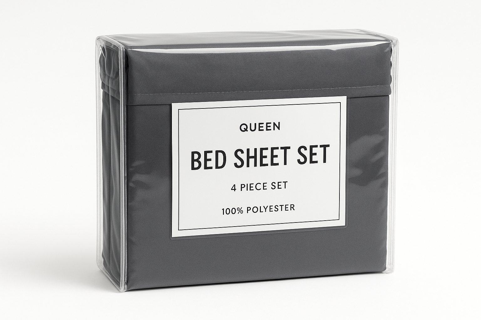 dark gray polyester queen size bed sheet pack of 4 is in a proper packing ready to sell in online store