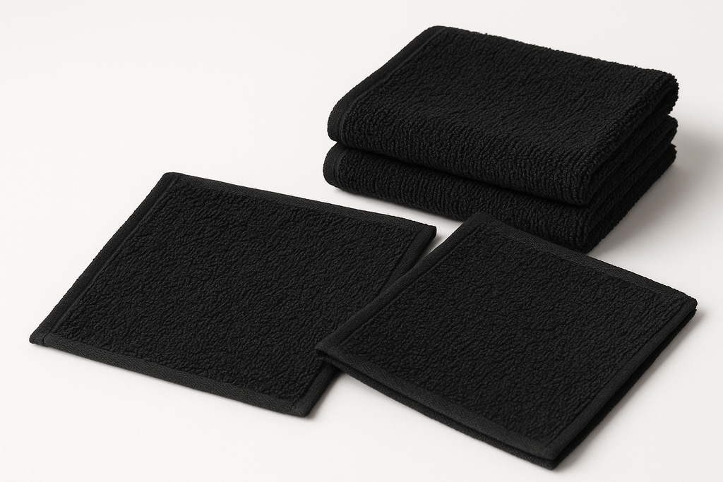 Makeup Remover Face Cloth, 100% Cotton Makeup Towels, 4 Packed Face Towels, 12x12 inches, Black