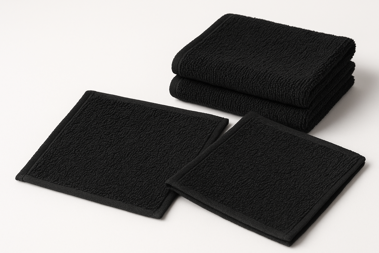 Makeup Remover Face Cloth, 100% Cotton Makeup Towels, 4 Packed Face Towels, 12x12 inches, Black