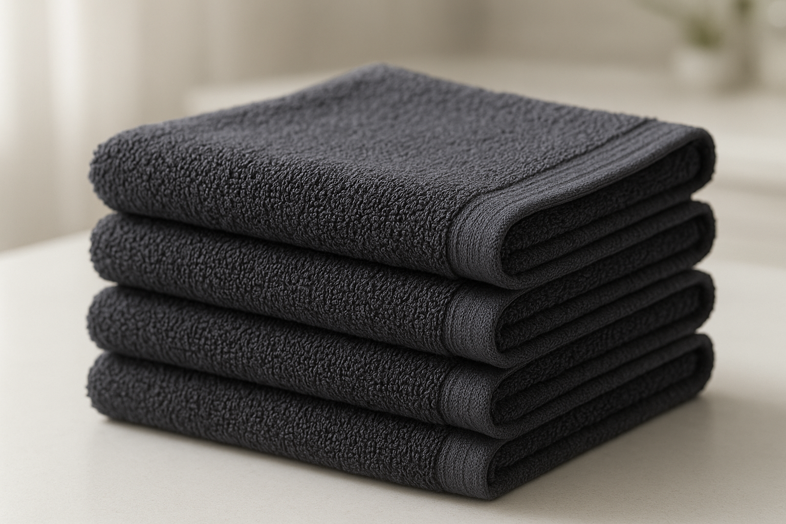 Washcloths for Bathroom, 600 GSM 100% Cotton 4 Piece Wash Cloth Set, 13x13 in Soft Rags for Body and Face, Dark Gray Washcloths